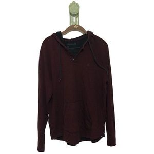 Hurley Hoodie Light Layer Hood Drawstring Kangaroo Pocket Maroon Dark Red Black
